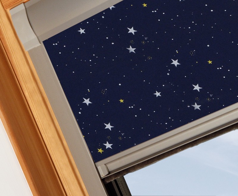 Stars Navy Blackout Skylight Blind To Fit Roto Windows