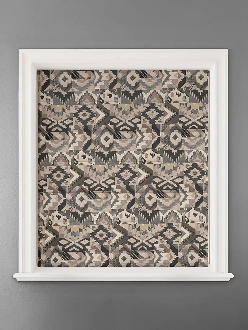 Sullivan Charcoal Ikat Pattern Roman Blind