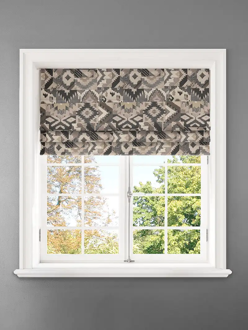 Sullivan Charcoal Ikat Pattern Roman Blind