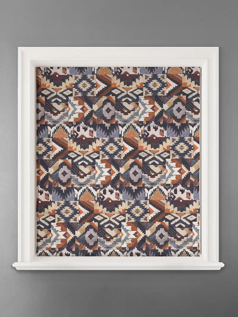 Sullivan Indigo Ikat Pattern Roman Blind