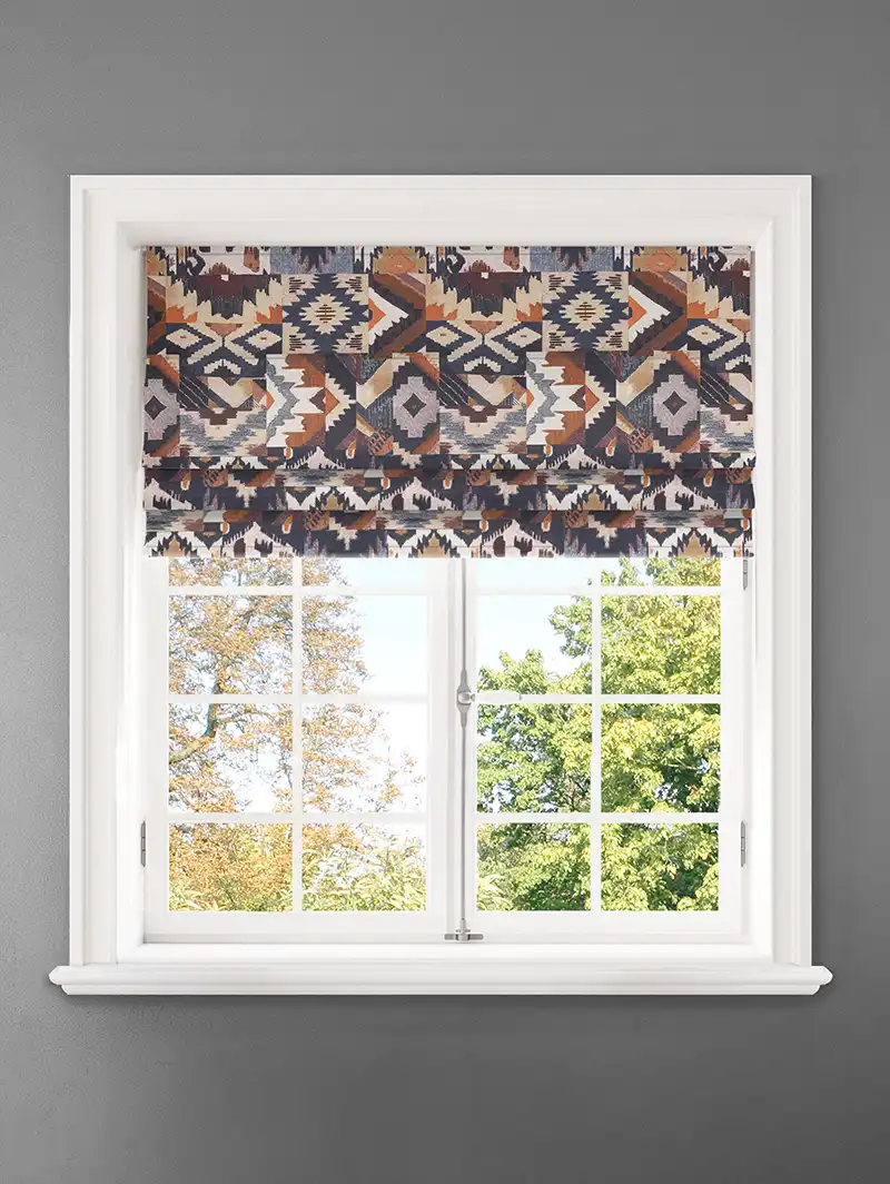 Sullivan Indigo Ikat Pattern Roman Blind
