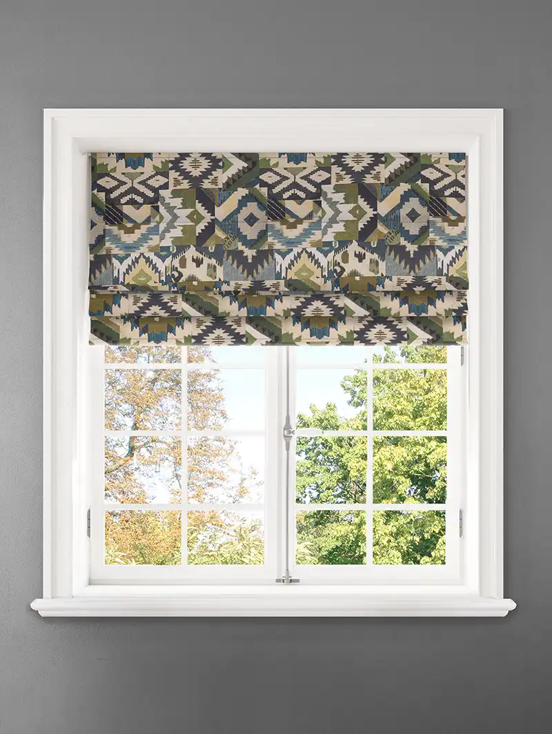 Sullivan Jade Ikat Pattern Roman Blind