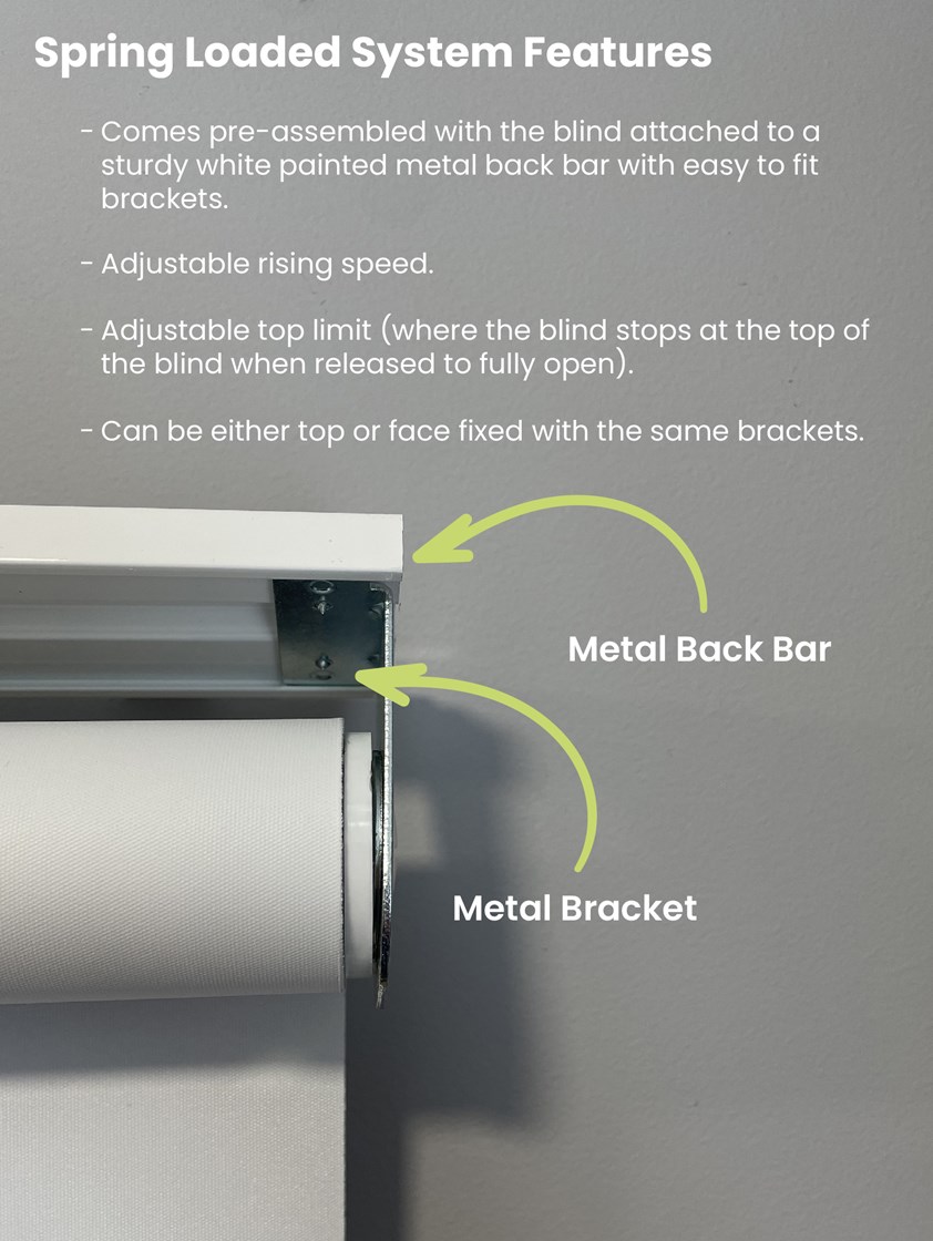 Spring Blinds Linen Blackout Cordless Spring Loaded Roller Blind