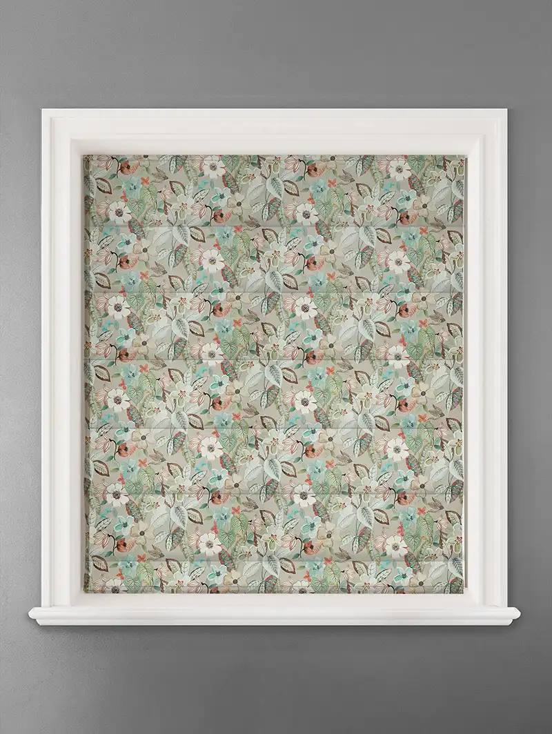 Tropical Garden Summer Floral Pattern Roman Blind