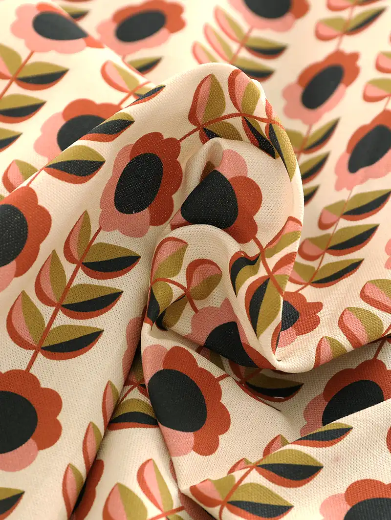 Quant Burnt Umber Retro Floral Roman Blind