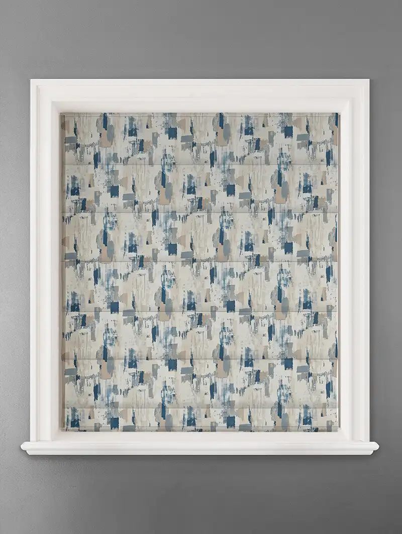 Westchester Cobalt Abstract Pattern Roman Blind