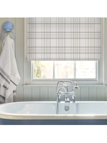 Devon Check Chalky Blue Electric Roller Blind