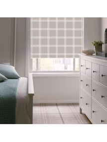 Herringbone Check Taupe Electric Roller Blind