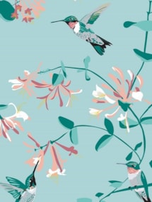 Hummingbird Mint Electric Roller Blind by Lorna Syson