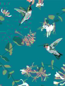 Hummingbird Teal Electric Roller Blind by Lorna Syson
