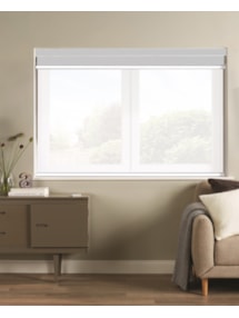 Grey and White Electric Double Roller Blind
