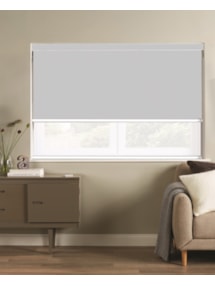 Grey and White Electric Double Roller Blind