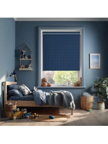 Linen Navy Blue Blackout Electric Roller Blind