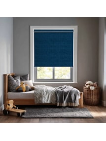 Linen Navy Blue Blackout Electric Roller Blind