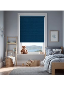 Linen Navy Blue Blackout Electric Roller Blind