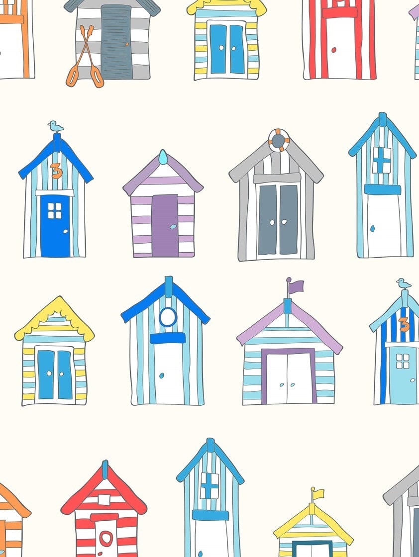 Beach Huts Multi Seaside Roller Blind