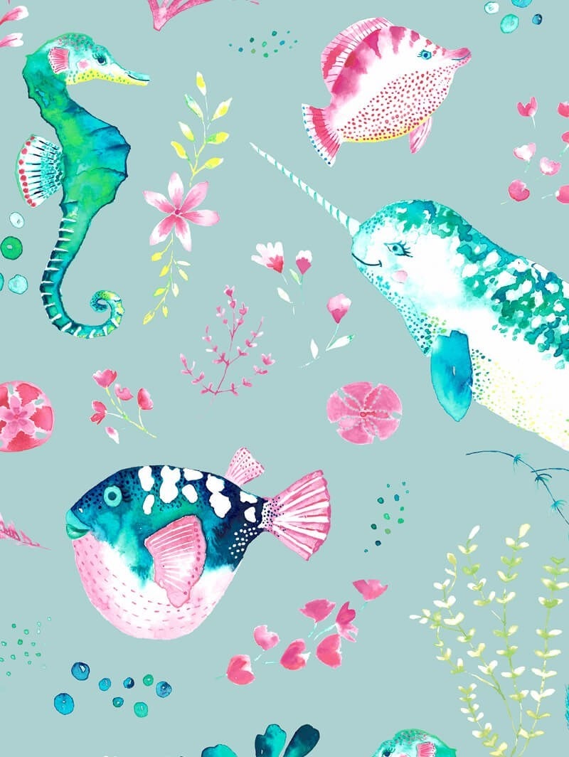 Enchanted Ocean Sky Blackout Cordless Spring Loaded Roller Blind