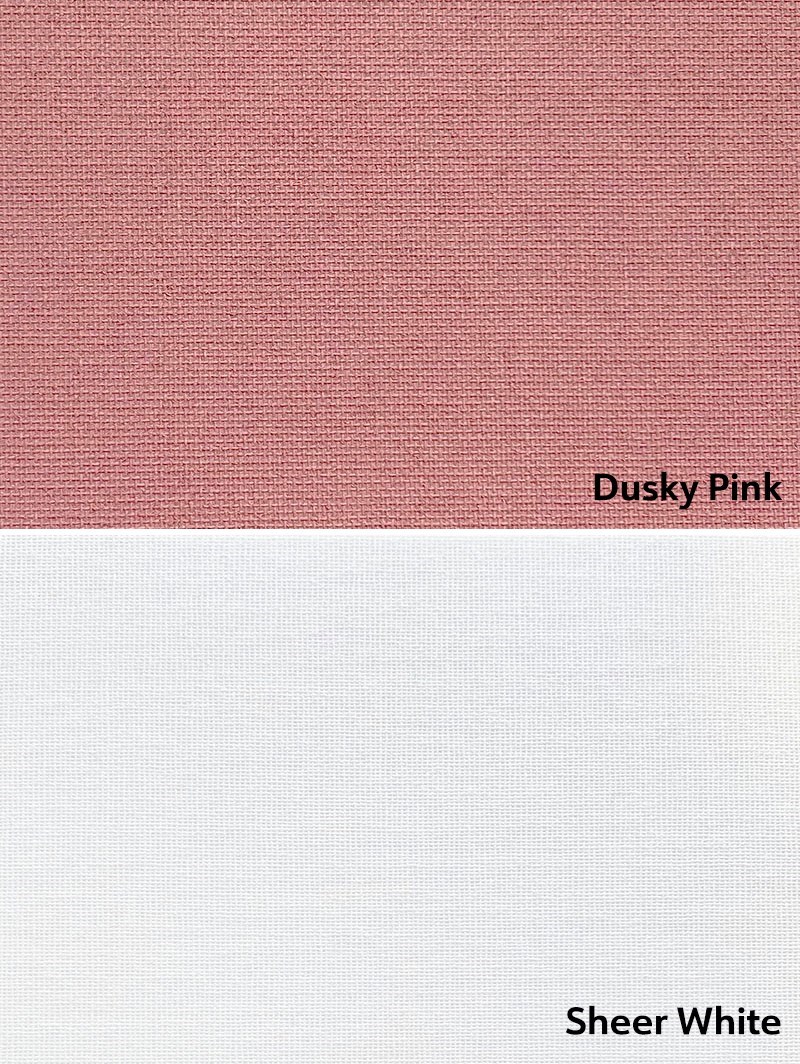 Blackout Dusky Pink and Sheer White Electric Double Roller Blind