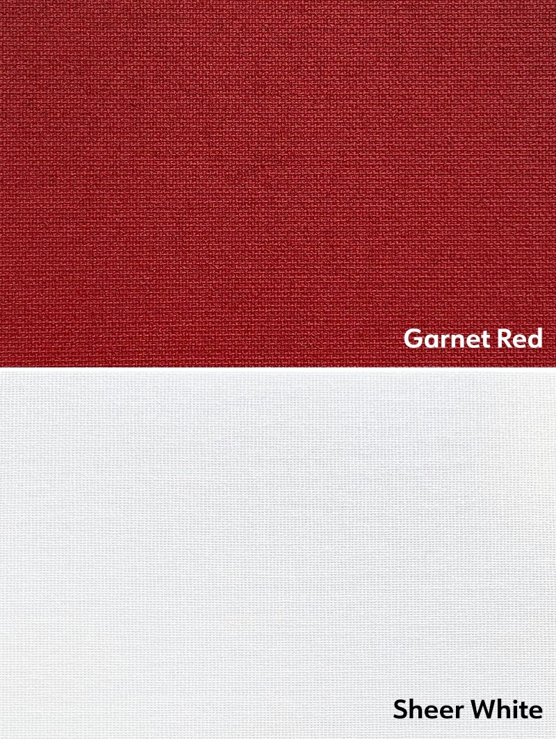 Blackout Garnet Red and Sheer White Electric Double Roller Blind