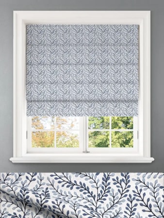 Embroidered Buds Cornflower Leaf Pattern Roman Blind