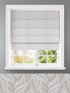 Embroidered Buds Natural Leaf Pattern Roman Blind