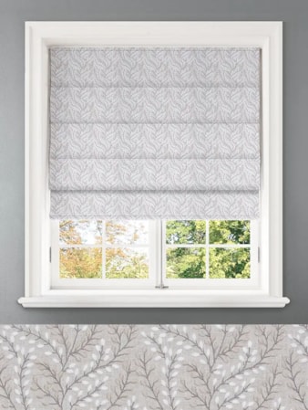 Embroidered Buds Natural Leaf Pattern Roman Blind