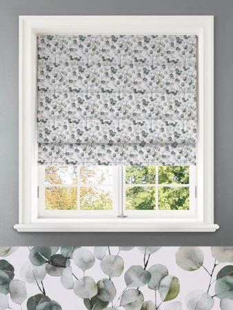 Lunaria Seafoam Leaf Pattern Roman Blind