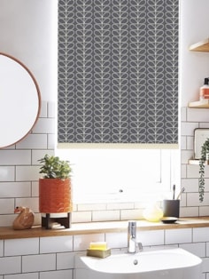 Orla Kiely Linear Stem Cool Grey Roller Blind