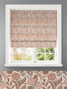 Penelope Jacquard Floral Crimson Floral Pattern Roman Blind