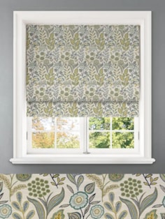 Penelope Jacquard Floral Jade Floral Pattern Roman Blind