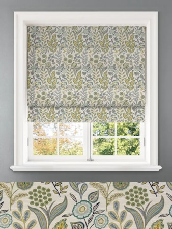 Penelope Jacquard Floral Jade Floral Pattern Roman Blind