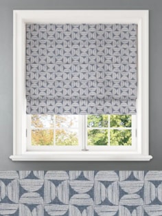 Penthouse Crescent Denim Geometric Pattern Roman Blind