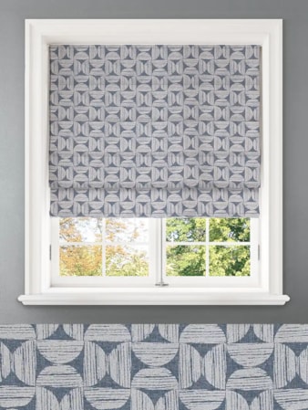 Penthouse Crescent Denim Geometric Pattern Roman Blind