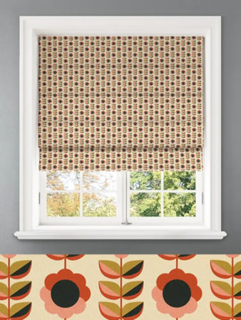 Quant Burnt Umber Retro Floral Roman Blind