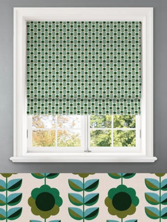 Quant Emerald Retro Floral Roman Blind