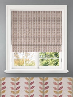 Seedling Stripe Raspberry Retro Floral Roman Blind