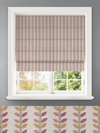 Seedling Stripe Raspberry Retro Floral Roman Blind