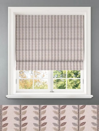 Seedling Stripe Umber Retro Floral Roman Blind