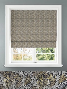Shadow Fronds Gold Leaf Pattern Roman Blind