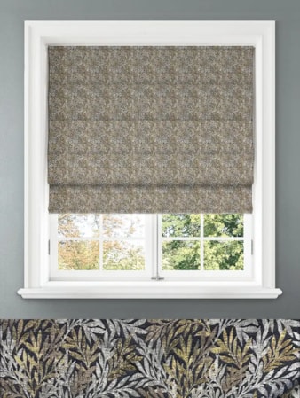 Shadow Fronds Gold Leaf Pattern Roman Blind