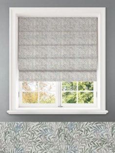 Shadow Fronds Seafoam Leaf Pattern Roman Blind