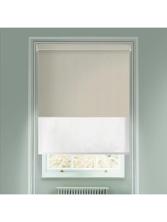 Amsterdam Calico  Blackout And Sheer White Electric Double Blind