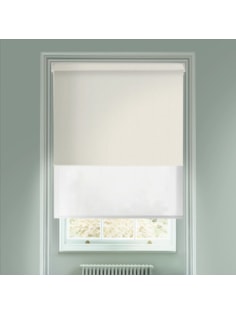 Amsterdam Light Taupe  Blackout And Sheer White Electric Double Blind