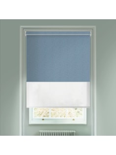 Amsterdam Marine Blue  Blackout And Sheer White Electric Double Blind