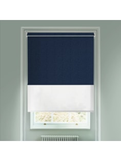 Amsterdam Navy  Blackout And Sheer White Electric Double Blind