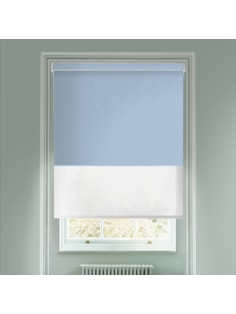 Amsterdam Powder Blue  Blackout And Sheer White Electric Double Blind