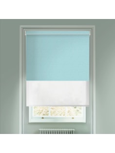 Amsterdam Sea Blue  Blackout And Sheer White Electric Double Blind