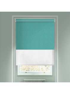 Amsterdam Turquoise  Blackout And Sheer White Electric Double Blind