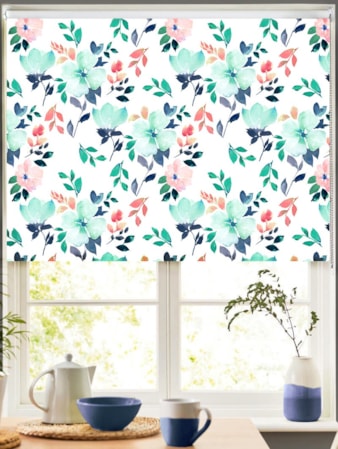 Mint Blossom Floral Roller Blind Aurelia Spring Floral Roller Blind
