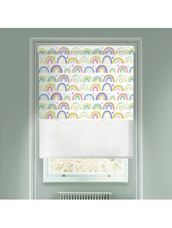 Blackout Over The Rainbow Multi and Sheer White Electric Double Roller Blind Blackout Over The Rainbow Multi and Sheer White Electric Double Roller Blind